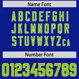 Custom Royal Neon Green and Powder Blue Sides Gradient Fashion Personalized Team Football Jersey