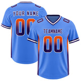 Custom Powder Blue Orange and Purple Sides Gradient Fashion Personalized Team Football Jersey