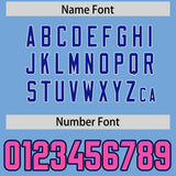 Custom Powder Blue Pink and Gold Sides Gradient Fashion Personalized Team Football Jersey