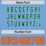 Custom Powder Blue Orange and Kelly Green Sides Gradient Fashion Personalized Team Football Jersey