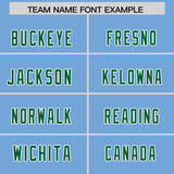 Custom Powder Blue Orange and Kelly Green Sides Gradient Fashion Personalized Team Football Jersey