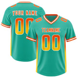 Custom Bright Green Orange and Gold Sides Gradient Fashion Personalized Team Football Jersey