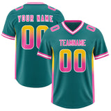 Custom Aqua Gold Sides Gradient Fashion Personalized Team Football Jersey