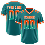 Custom Aqua Orange and Bright Green Sides Gradient Fashion Personalized Team Football Jersey