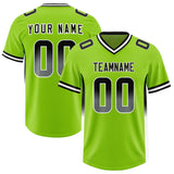 Custom Neon Green Black and White Sides Gradient Fashion Personalized Team Football Jersey