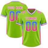 Custom Neon Green Powder Blue and Pink Sides Gradient Fashion Personalized Team Football Jersey