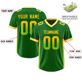 Custom Kelly Green Gold Sides Gradient Fashion Personalized Team Football Jersey