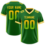 Custom Kelly Green Gold Sides Gradient Fashion Personalized Team Football Jersey