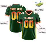 Custom Green Orange and Gold Sides Gradient Fashion Personalized Team Football Jersey