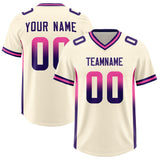 Custom Cream Pink and Purple Sides Gradient Fashion Personalized Team Football Jersey