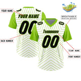 Custom White Neon Green Personalized Star Pattern Raglan Sleeves Authentic Football Jersey