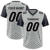 Custom Gray Dark Gray Personalized Star Pattern Raglan Sleeves Authentic Football Jersey