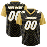 Custom Black Old Gold Personalized Star Pattern Raglan Sleeves Authentic Football Jersey