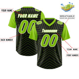 Custom Black Neon Green Personalized Star Pattern Raglan Sleeves Authentic Football Jersey