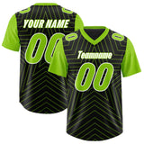 Custom Black Neon Green Personalized Star Pattern Raglan Sleeves Authentic Football Jersey
