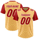 Custom Khaki Red Personalized Star Pattern Raglan Sleeves Authentic Football Jersey