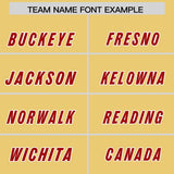 Custom Khaki Red Personalized Star Pattern Raglan Sleeves Authentic Football Jersey