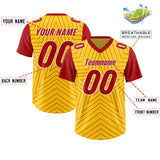 Custom Gold Red Personalized Star Pattern Raglan Sleeves Authentic Football Jersey