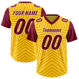 Custom Gold Cardinal Personalized Star Pattern Raglan Sleeves Authentic Football Jersey