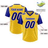 Custom Gold Royal Personalized Star Pattern Raglan Sleeves Authentic Football Jersey
