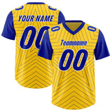 Custom Gold Royal Personalized Star Pattern Raglan Sleeves Authentic Football Jersey