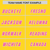 Custom Gold Pink Personalized Star Pattern Raglan Sleeves Authentic Football Jersey