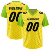 Custom Gold Neon Green Personalized Star Pattern Raglan Sleeves Authentic Football Jersey