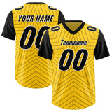 Custom Gold Black Personalized Star Pattern Raglan Sleeves Authentic Football Jersey
