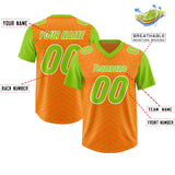 Custom Orange Neon Green Personalized Star Pattern Raglan Sleeves Authentic Football Jersey