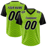 Custom Neon Green Black Personalized Star Pattern Raglan Sleeves Authentic Football Jersey