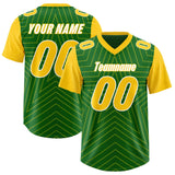 Custom Kelly Green Gold Personalized Star Pattern Raglan Sleeves Authentic Football Jersey