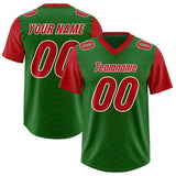 Custom Kelly Green Red Personalized Star Pattern Raglan Sleeves Authentic Football Jersey