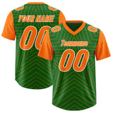Custom Kelly Green Orange Personalized Star Pattern Raglan Sleeves Authentic Football Jersey