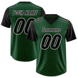 Custom Green Black Personalized Star Pattern Raglan Sleeves Authentic Football Jersey