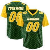 Custom Green Gold Personalized Star Pattern Raglan Sleeves Authentic Football Jersey