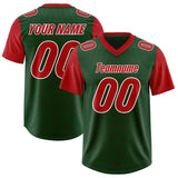 Custom Green Red Personalized Star Pattern Raglan Sleeves Authentic Football Jersey