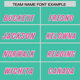 Custom Bright Green Pink Personalized Star Pattern Raglan Sleeves Authentic Football Jersey