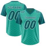 Custom Bright Green Aqua Personalized Star Pattern Raglan Sleeves Authentic Football Jersey