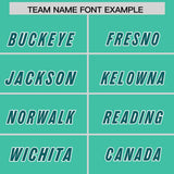 Custom Bright Green Aqua Personalized Star Pattern Raglan Sleeves Authentic Football Jersey