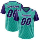 Custom Bright Green Purple Personalized Star Pattern Raglan Sleeves Authentic Football Jersey