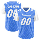 Custom Powder Blue White Personalized Star Pattern Raglan Sleeves Authentic Football Jersey