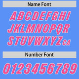 Custom Powder Blue Pink Personalized Star Pattern Raglan Sleeves Authentic Football Jersey