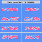 Custom Powder Blue Pink Personalized Star Pattern Raglan Sleeves Authentic Football Jersey