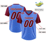 Custom Powder Blue Cardinal Personalized Star Pattern Raglan Sleeves Authentic Football Jersey