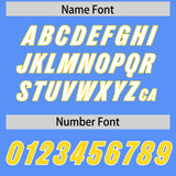 Custom Powder Blue Gold Personalized Star Pattern Raglan Sleeves Authentic Football Jersey