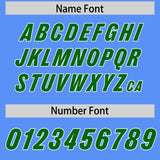 Custom Powder Blue Kelly Green Personalized Star Pattern Raglan Sleeves Authentic Football Jersey