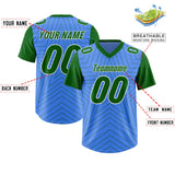 Custom Powder Blue Kelly Green Personalized Star Pattern Raglan Sleeves Authentic Football Jersey