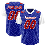 Custom Royal White Personalized Star Pattern Raglan Sleeves Authentic Football Jersey