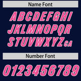 Custom Navy Pink Personalized Star Pattern Raglan Sleeves Authentic Football Jersey