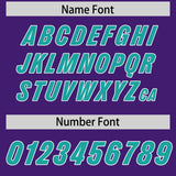 Custom Purple Aqua Personalized Star Pattern Raglan Sleeves Authentic Football Jersey